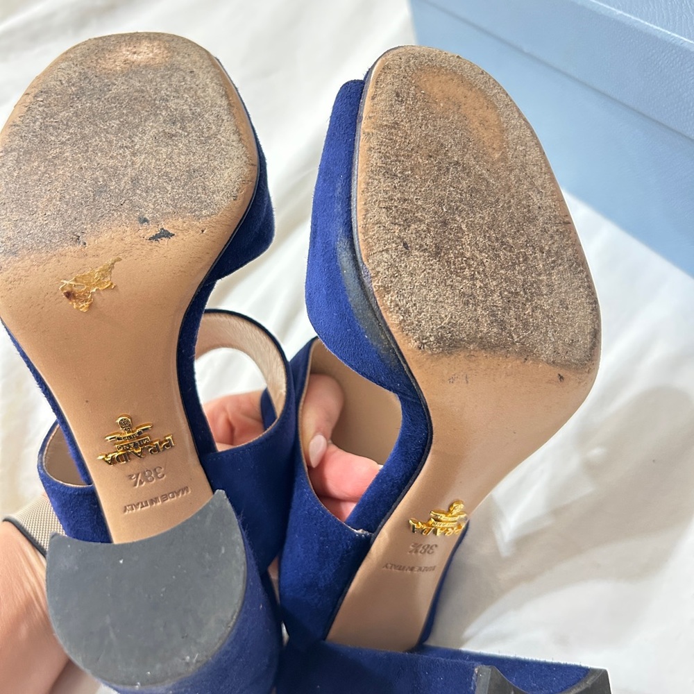 Prada Double Strap Navy Block Heel - image 7